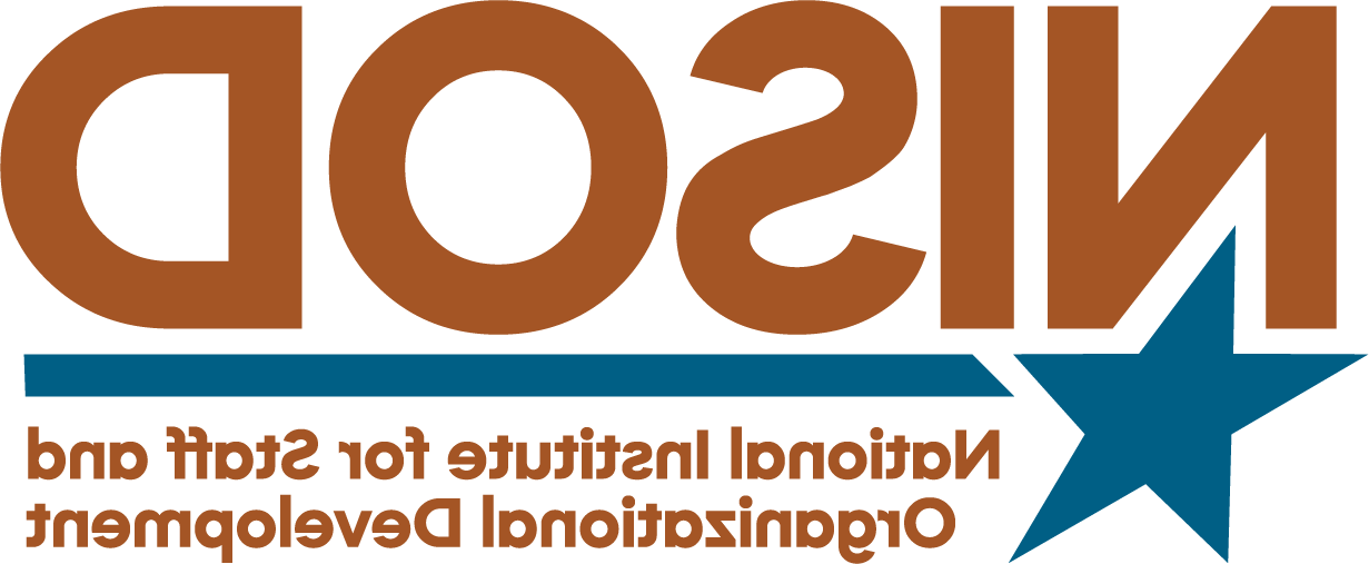 The NISOD logo composed of NISOD in capitalized, bold burnt orange font. A navy blue star is angled with the top point between the left and center legs on the N and a navy blue horizontal line is even with the right point of the star separated by white space. The line separates NISOD from the words National Institute for Staff and Organizational Development in smaller burnt orange font which is also positioned to the right of the star and below the blue line.